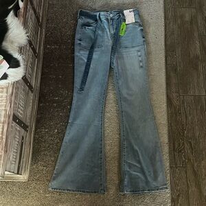 super cute tie flare jeans